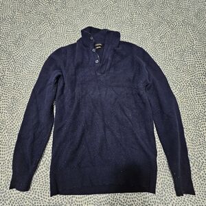 Massimo Dutti Men's Navy Button-Up Sweater